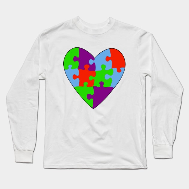 Asperger's Syndrome Heart Colorful Puzzle Long Sleeve T-Shirt by DiegoCarvalho